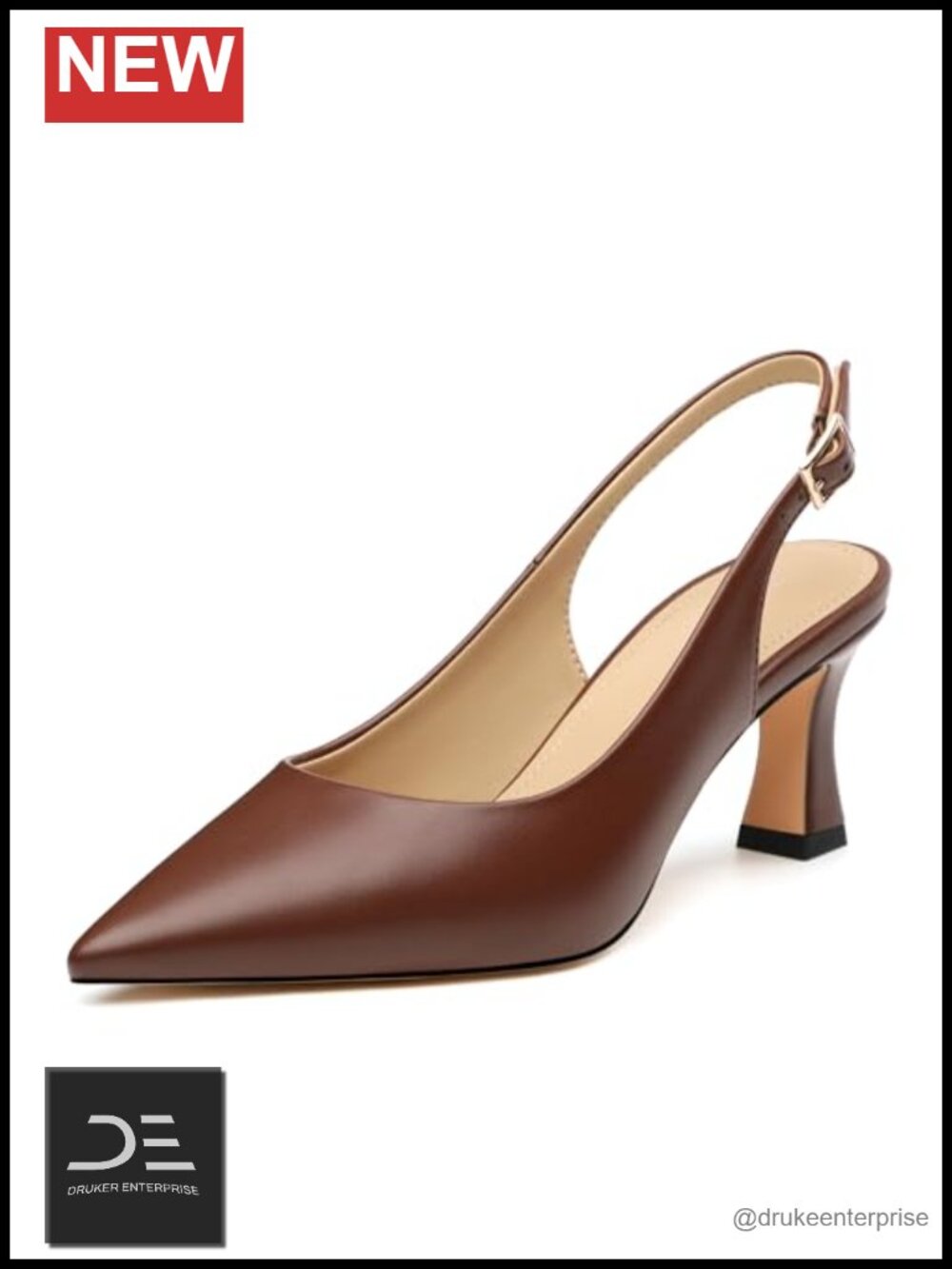 Slingback Kitten Heel Pumps 2.5 Inch Closed Toe Faux Leather
